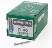 SPAX-Ra 1021010750605 Kozijnschroef, Platverzonken kop, 7.5 x 60, Voldraad, T-STAR plus T30 - WIROX - 100 stuks