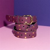 BELT LEATHER LONG AUBERGINE GOLD STUDS