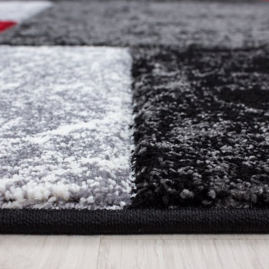 Tapis Hawaii Noir / Rouge Low Pole - 200x290 CM