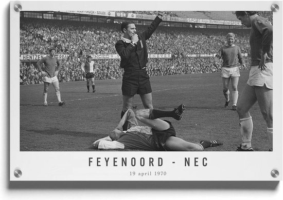 Walljar - Feyenoord - NEC '70 - Muurdecoratie - Acrylglas schilderij - 30 x 45 cm
