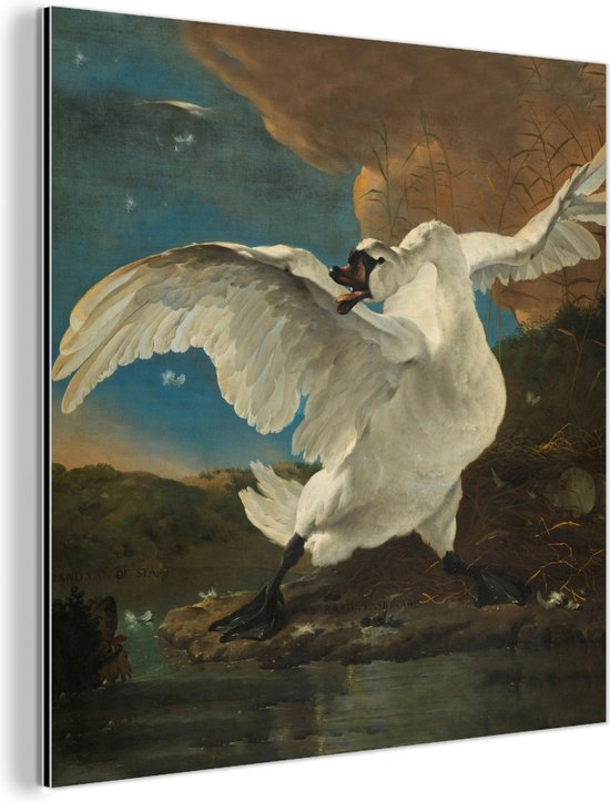 Décoration murale Métal - Aluminium Peinture - Le cygne en voie de disparition - Peinture de Jan Asselijn - 20x20 cm