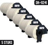 DULA - Brother Compatible DK-11241 groot verzendlabel - Papier - Zwart op Wit - 102 x 152 mm - 200 Etiketten per rol - 5 Rollen