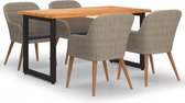 Decoways - 5-delige Tuinset met kussens poly rattan bruin