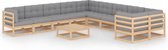 Decoways - 11-delige Loungeset met kussens massief grenenhout