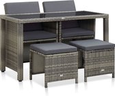 Decoways - 5-delige Tuinset met kussens poly rattan grijs