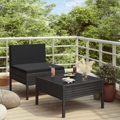 Decoways - 2-delige Loungeset met kussens poly rattan zwart