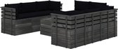 Decoways - 9-delige Loungeset met kussens pallet massief grenenhout