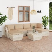 Decoways - 7-delige Loungeset met kussens pallet vurenhout