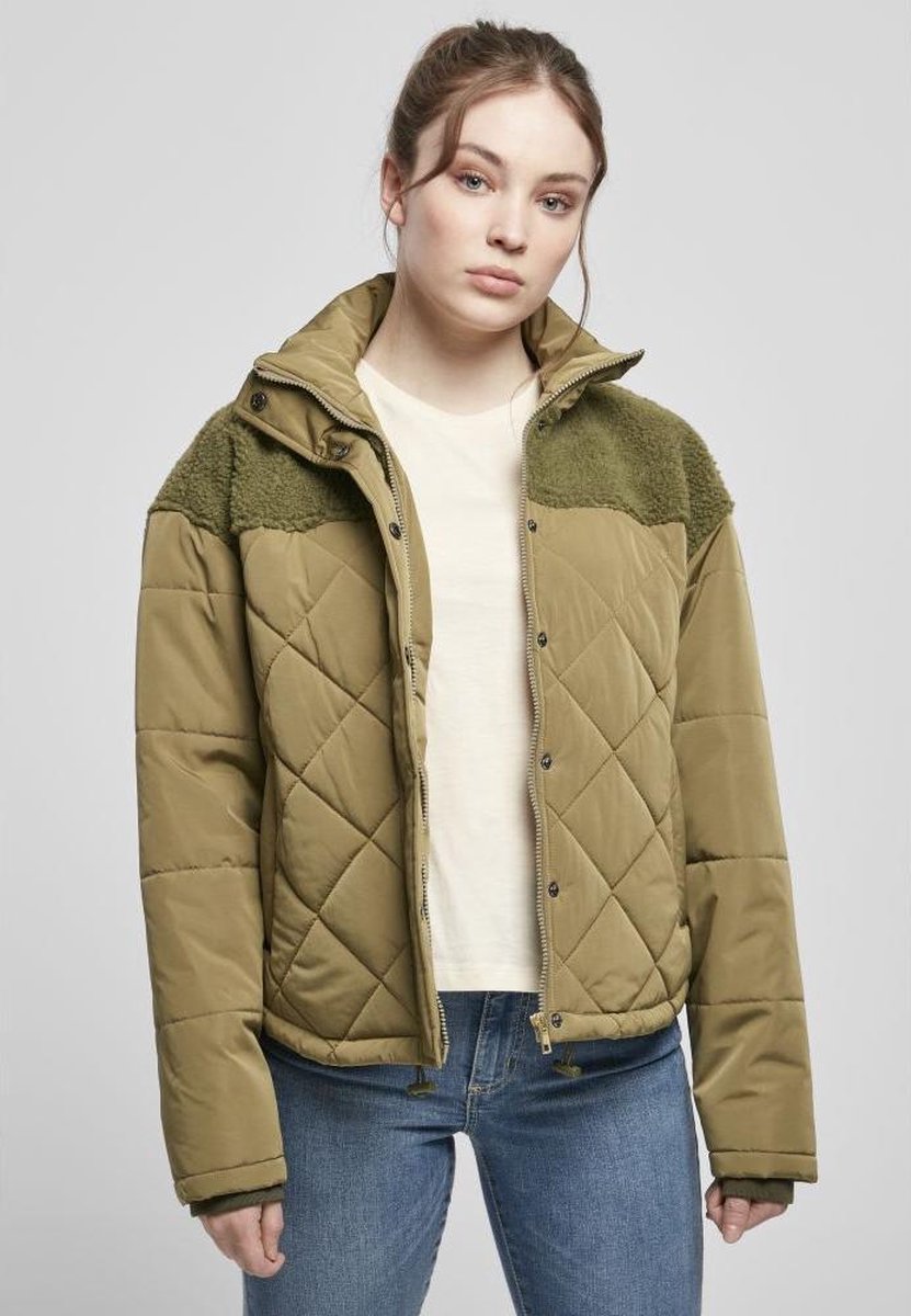 Urban Classics Oversized Diamond Quilt Gewatteerd jack S Groen