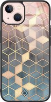iPhone 13 hoesje glass - Cubes art | Apple iPhone 13  case | Hardcase backcover zwart