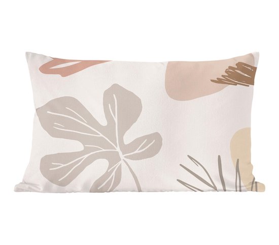 Sierkussens - Kussentjes Woonkamer - 50x30 cm - Zomer - Blad - Grijs