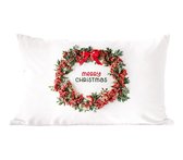 Sierkussen - Winter Mistletoe Kerstkrans - Multicolor - 30 Cm X 50 Cm
