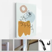 Moderne abstracte kunst botanische kunst aan de muur. Boho. Minimal Art Flower op geometrische vormen achtergrond. Schilderij Muur Foto's Thuis Kamer Decor - Moderne Kunst Canvas -