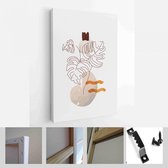 Schilderen Muur Foto's Home Room Decor. Moderne abstracte kunst botanische kunst aan de muur. Boho. Minimal Art Bloem op Geometrische Vormen Achtergrond - Modern Art Canvas - Verti