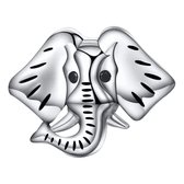 Dieren en Natuur - Zilveren bedels - Bedel olifant | Olifantenkop bedel Big Five | 925 Sterling Zilver - Geschikt voor alle merken - Met 925 Zilver Certificaat - Tip voor Moederdag