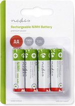 Nedis Oplaadbare NiMH-Batterij AA | 1.20 V | 1300 mAh | Voorgeladen | Aantal batterijen: 4 Stuks | Blister | HR6 | Groen / Rood
