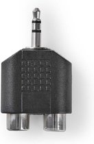 Nedis Stereo-Audioadapter - 3,5 mm Male - 2x RCA Female - Vernikkeld - Recht - ABS - Zwart - 10 Stuks - Polybag