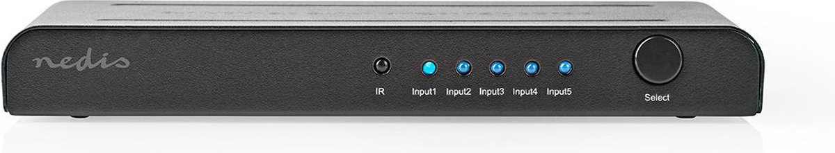 Nedis HDMI-Switch - 5 Poorts poort(en) - 5x HDMI Input - 1x HDMI Output - 4K@60Hz - 18 Gbps - Afstandbestuurbaar