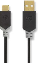USB-Kabel | USB 2.0 | USB-A Male | USB-C™ Male | 480 Mbps | Verguld | 1.00 m | Rond | PVC | Antraciet | Window Box