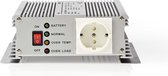 Nedis Inverter Gemodificeerde Sinusgolf - Ingangsvoltage: 12 V DC - Apparaat stroomoutput: Type F (CEE 7/3) - 230 V AC 50 Hz - 600 W - Piekvermogen: 1500 W - Accuklemmen - Zilver