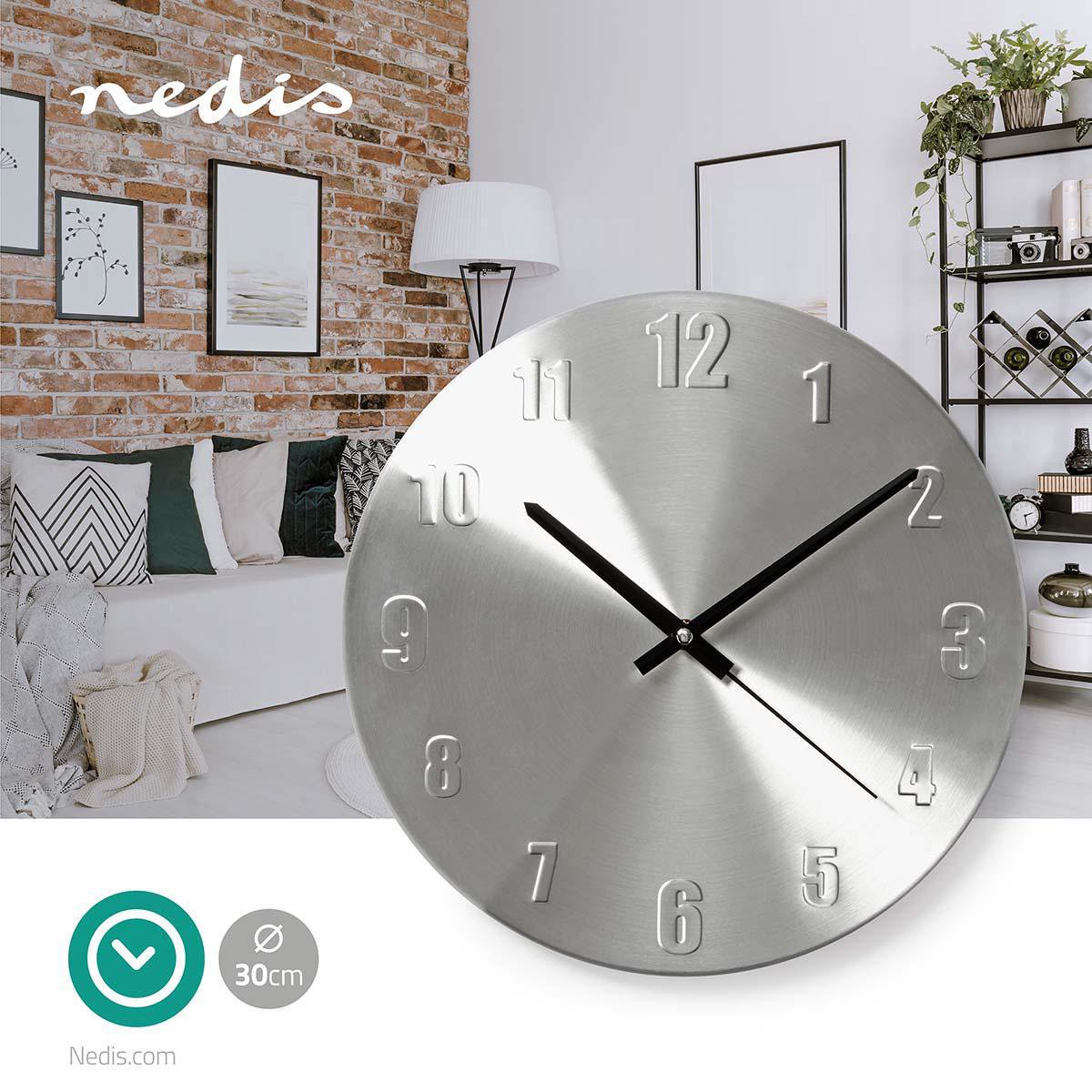 Unity grote wandklok, Manhattan metaal, zilver, 40 cm Unity grote wandklok, Manhattan metaal, zilver, 40 cm