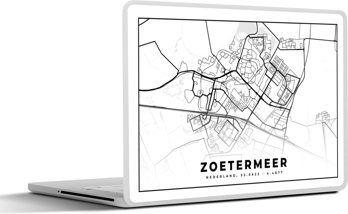 Laptop sticker - 13.3 inch - Kaart - Zoetermeer - Nederland - 31x22,5cm - Laptopstickers - Laptop skin - Cover