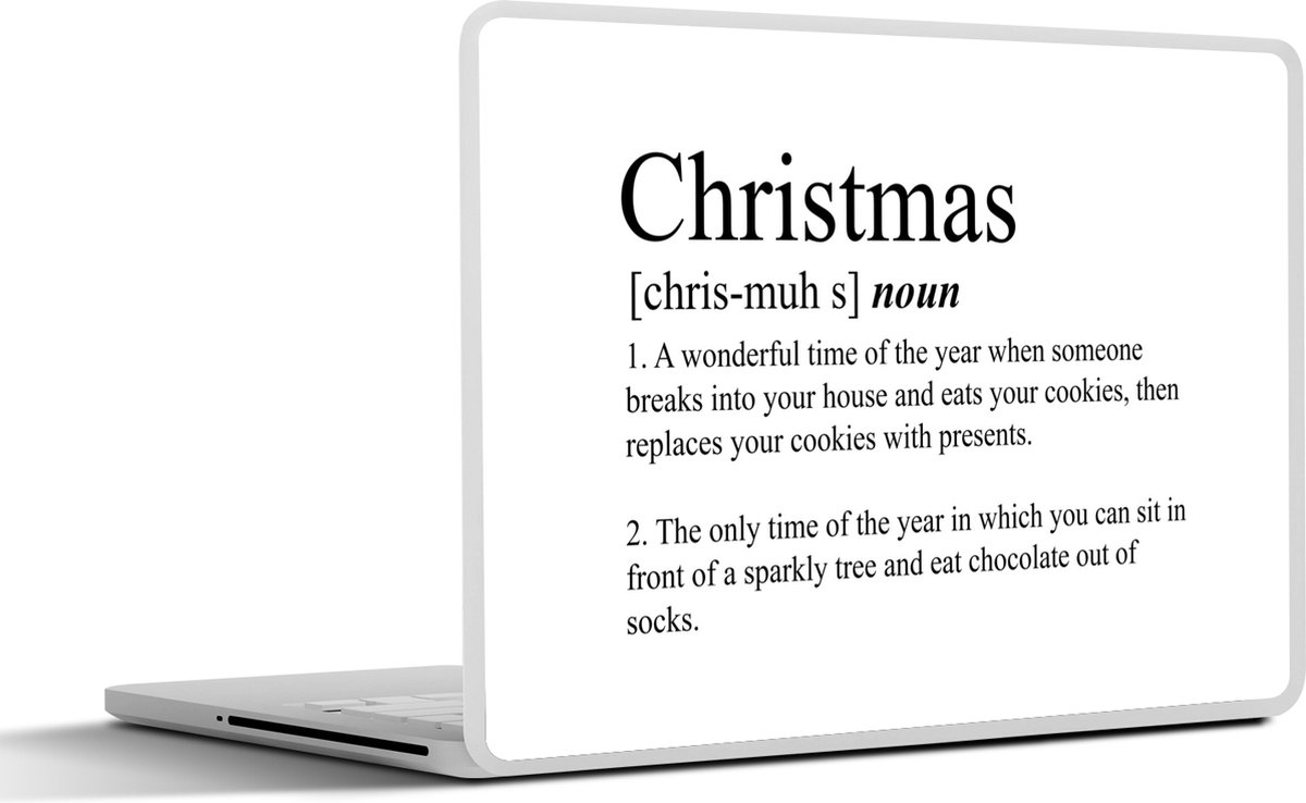 Laptop sticker - 10.1 inch - Kerst - Quotes - Christmas definitie - Spreuken - Woordenboek - 25x18cm - Laptopstickers - Laptop skin - Cover