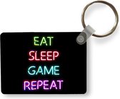 Sleutelhanger - Gaming - Led - Quote - Eat sleep game repeat - Gamen - Uitdeelcadeautjes - Plastic