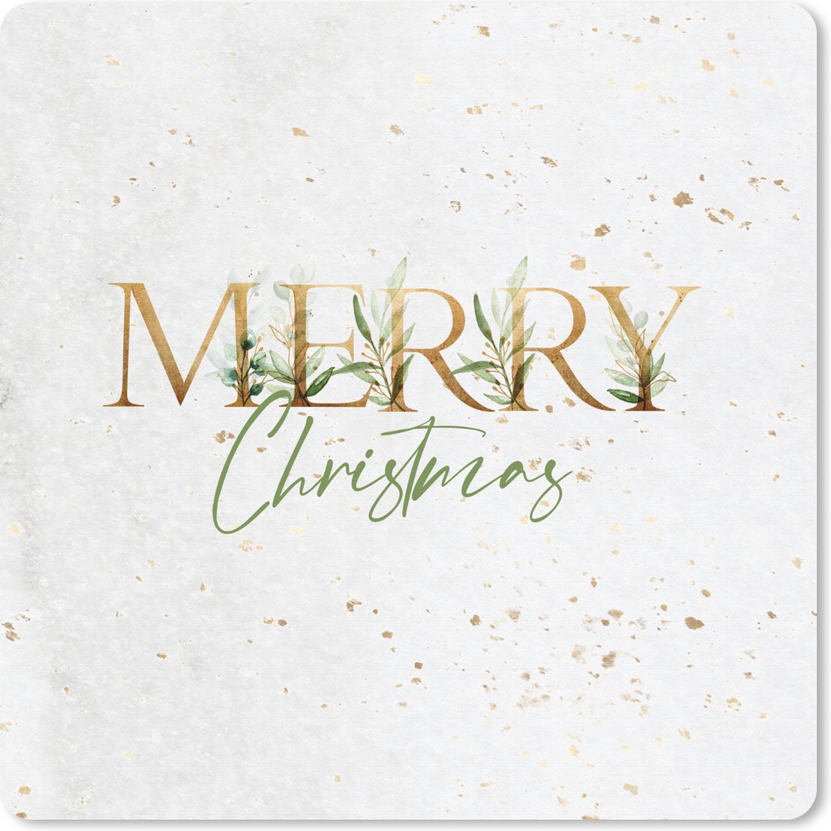 Muismat 30x30 cm - Mousepad Merry Christmas - Kerst - Spreuken - Quotes - Goud - Muismatten