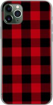 Geschikt voor iPhone 11 Pro Max hoesje - Plaid - Zwart - Rood - Siliconen Telefoonhoesje
