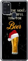 Geschikt voor Samsung Galaxy A21s hoesje - It's the most wonderful time for beer - Kerst - Quotes - Bier - Spreuken - Siliconen Telefoonhoesje