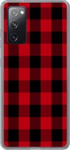 Geschikt voor Samsung Galaxy S20 FE hoesje - Plaid - Zwart - Rood - Siliconen Telefoonhoesje