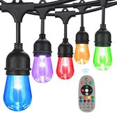 15M - S14 - RGB LED String Lights - E27 - LED - Retro - Edison Gloeilamp - Tuin Patio Garland - Kerstvakantie Bruiloft - kleurrijk