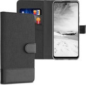 kwmobile telefoonhoesje voor Motorola Moto G60S - Hoesje met pasjeshouder in antraciet / zwart - Case met portemonnee