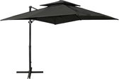 vidaXL Zweefparasol met dubbel dak 250x250 cm antracietkleurig