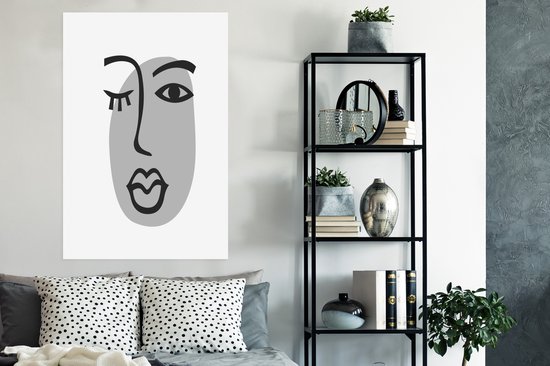 Affiche Visage - Femme - Zwart - Wit - 80x120 cm