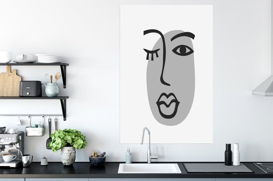 Affiche Visage - Femme - Zwart - Wit - 80x120 cm