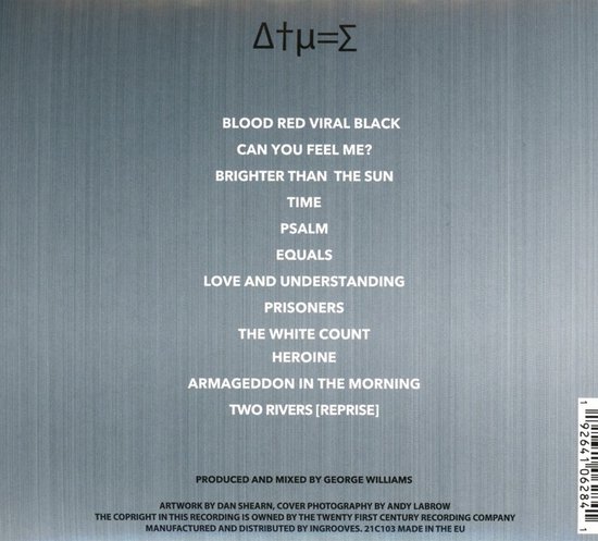 Achterkant CD met nummerlijst "BLOOD RED VIRAL BLACK" tot "TWO RIVERS [REPRISE]".