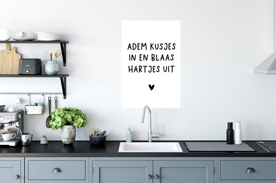 Poster Respire les baisers et souffle les coeurs - Dictons - Citations - 60x90 cm - Cadeau Vaderdag - Cadeau - Cadeau pour lui - Astuce - Hommes