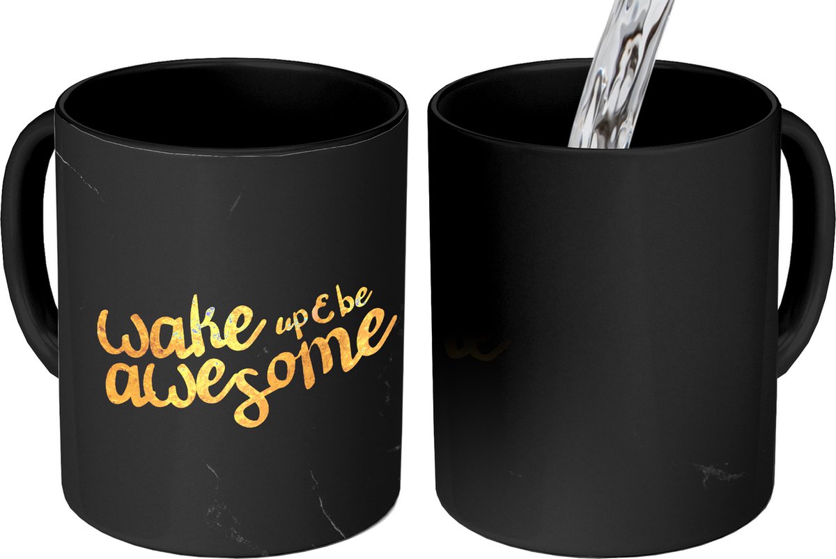 Magische Mok - Foto op Warmte Mokken - Koffiemok - Quote - Cool - Goud - Marmer - Magic Mok - Beker - 350 ML - Theemok