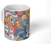Mok - tekening buitenaardse mensen - 350 ML - Beker