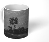 Mok - Landschap bij zonsondergang - Vincent van Gogh - Zwart - Wit - 350 ML - Beker