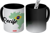 Magische Mok - Foto op Warmte Mok - Recife tekening met de kaart van Brazilië - 350 ML
