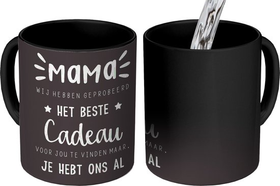 Mug magique - Mug photo sur la chaleur - Mug Fête des mères - Vous nous avez déjà - Zwart - 350 ML - Cadeau Sinterklaas - Cadeaux de Noël - Cadeaux de chaussures - Cadeaux à distribuer
