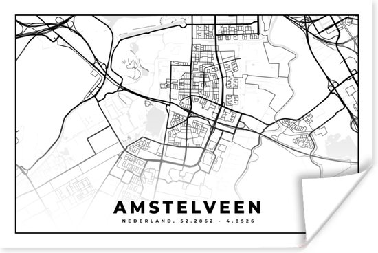 Poster Kaart - Nederland - Amstelveen - 30x20 cm