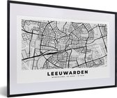 Fotolijst incl. Poster - Stadskaart - Nederland - Leeuwarden - 60x40 cm - Posterlijst - Plattegrond