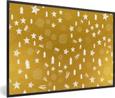 Cadre photo avec affiche - Noël - Or - Motif - 60x40 cm - Cadre pour affiche - Décorations de Noël - Décoration de Noël pour l'intérieur - Noël