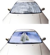 Anti vriesdeken auto - Anti ijsdeken met deurbevestiging - Metallic look & Bear- Voorruitfolie - b 1,90 m x h 0,7 m 2 stuks voor de prijs van een