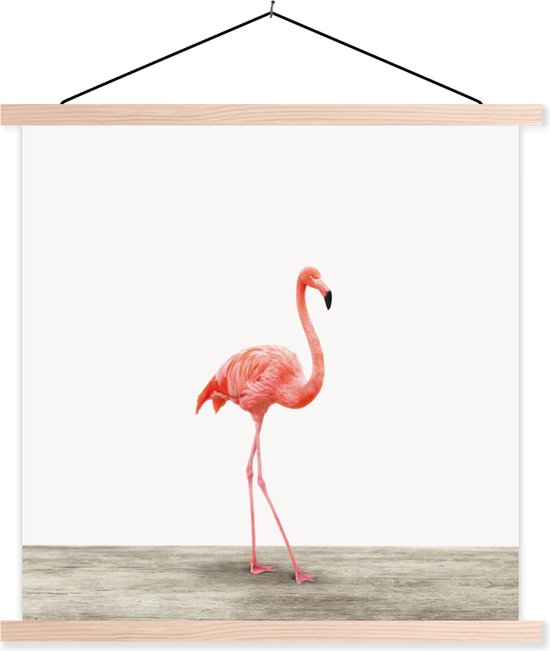 Schilderij voor kinderen - Schoolplaat kinderen - Flamingo - Vogels - Dieren - 120x120 cm - Wanddecoratie - Schoolplaat kinderen