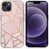 iMoshion Hoesje Geschikt voor iPhone 13 Hoesje Siliconen - iMoshion Design hoesje - Roze / Meerkleurig / Goud / Pink Graphic